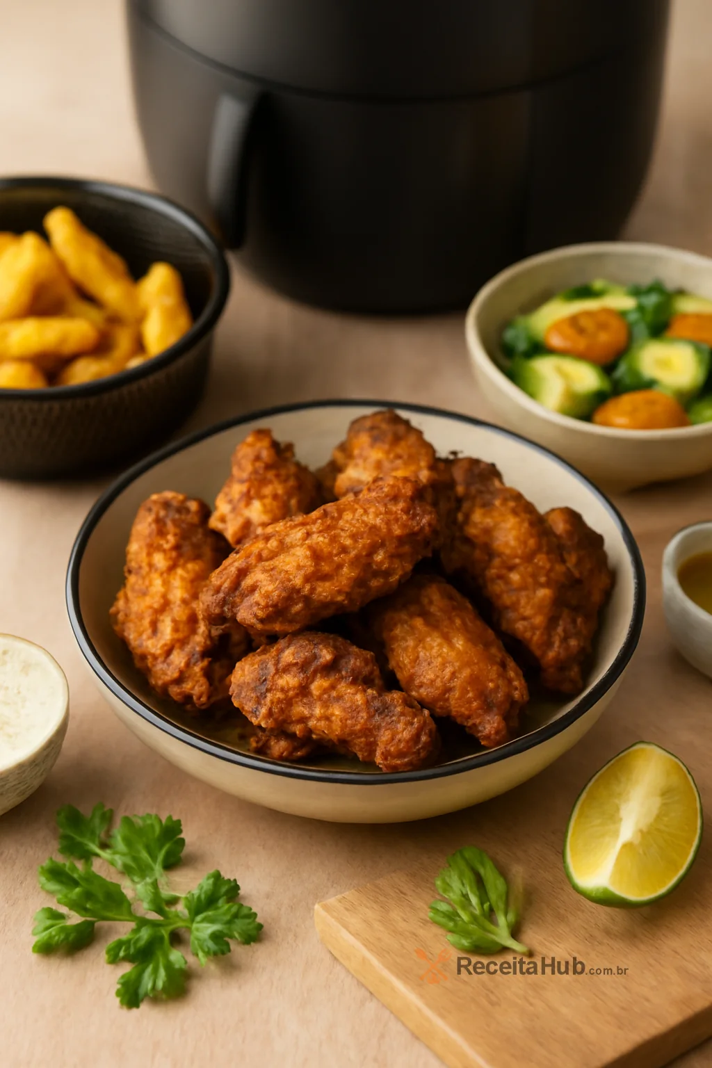 Asas de frango crocantes na air fryer | ReceitaHub